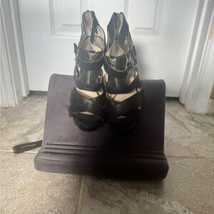 Black Leather Women's Sandals